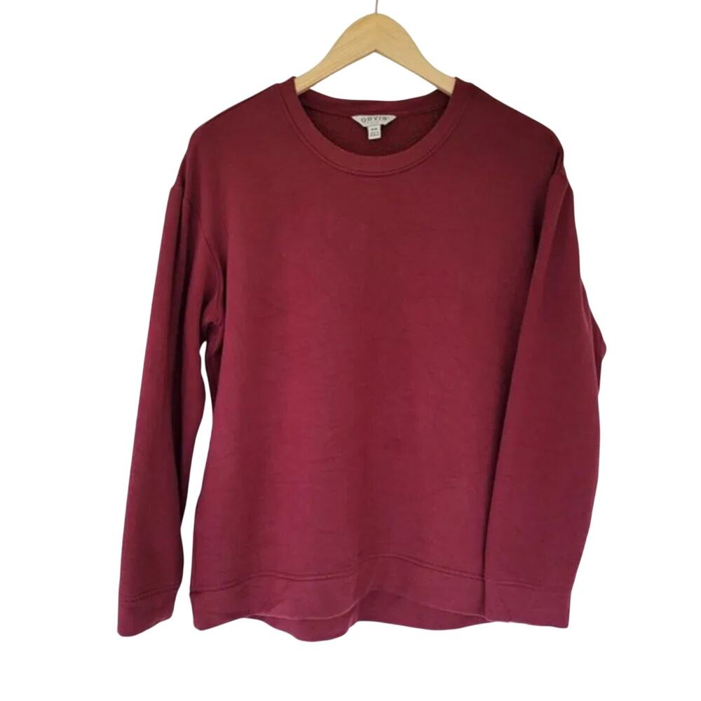 Orvis Long Sleeve Pullover Sweater Burgundy Mens Size M Modal Blend Crewneck